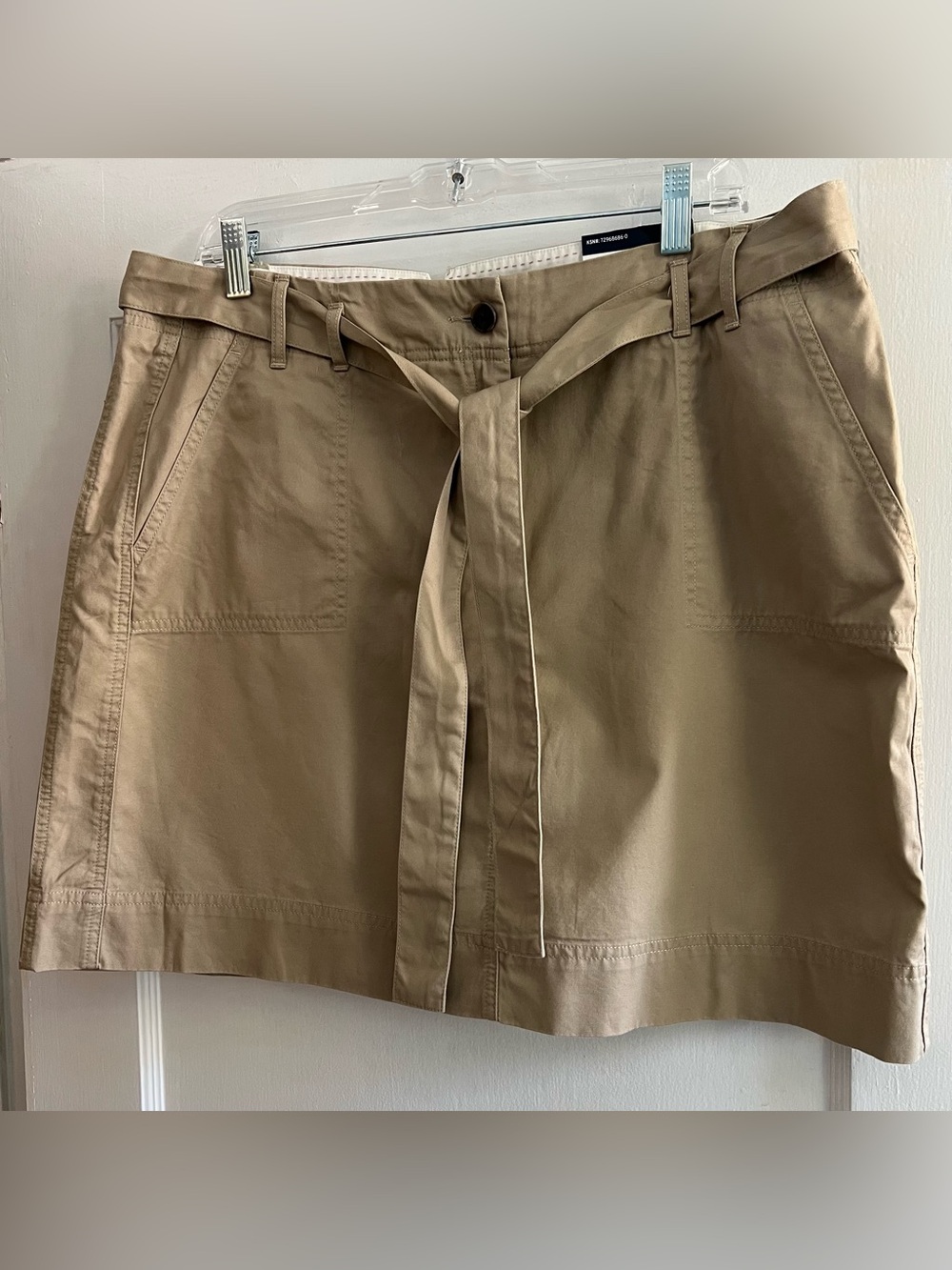 NWT Lands' End Khaki Belted Skort Tan Cargo Style Built-In Shorts Size 16
